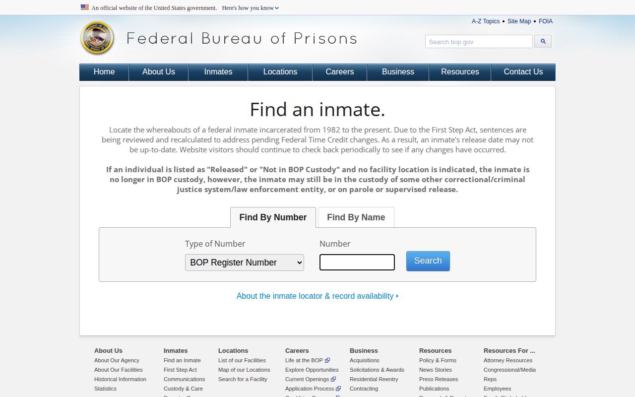 Federal Allen County released inmate BOP locator