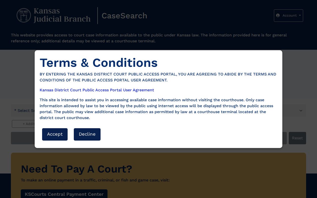 Kansas CaseSearch for Allen County release court records