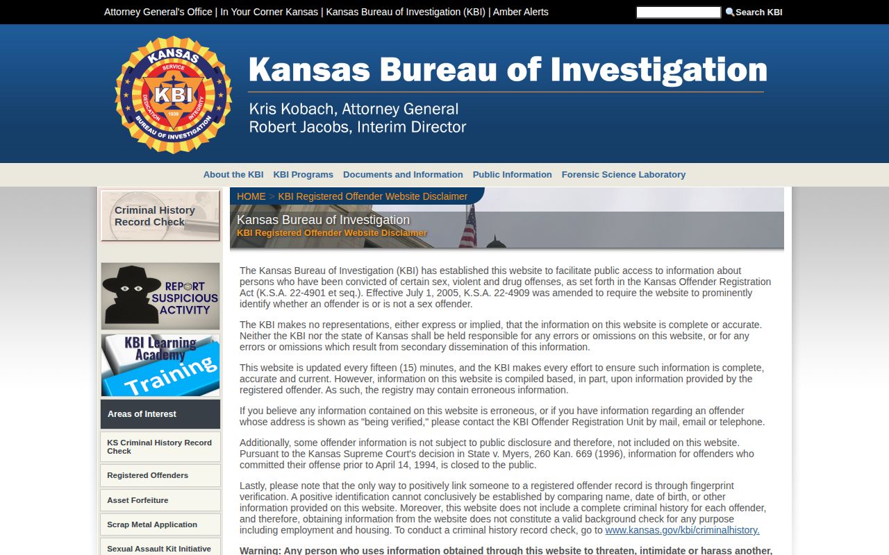 Allen County released mugshot research through the Kansas registry entry