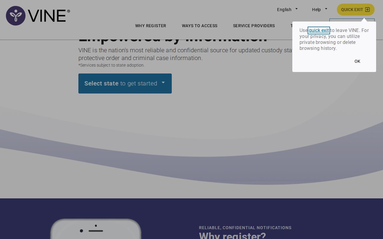VINELink interface for an Allen County release check